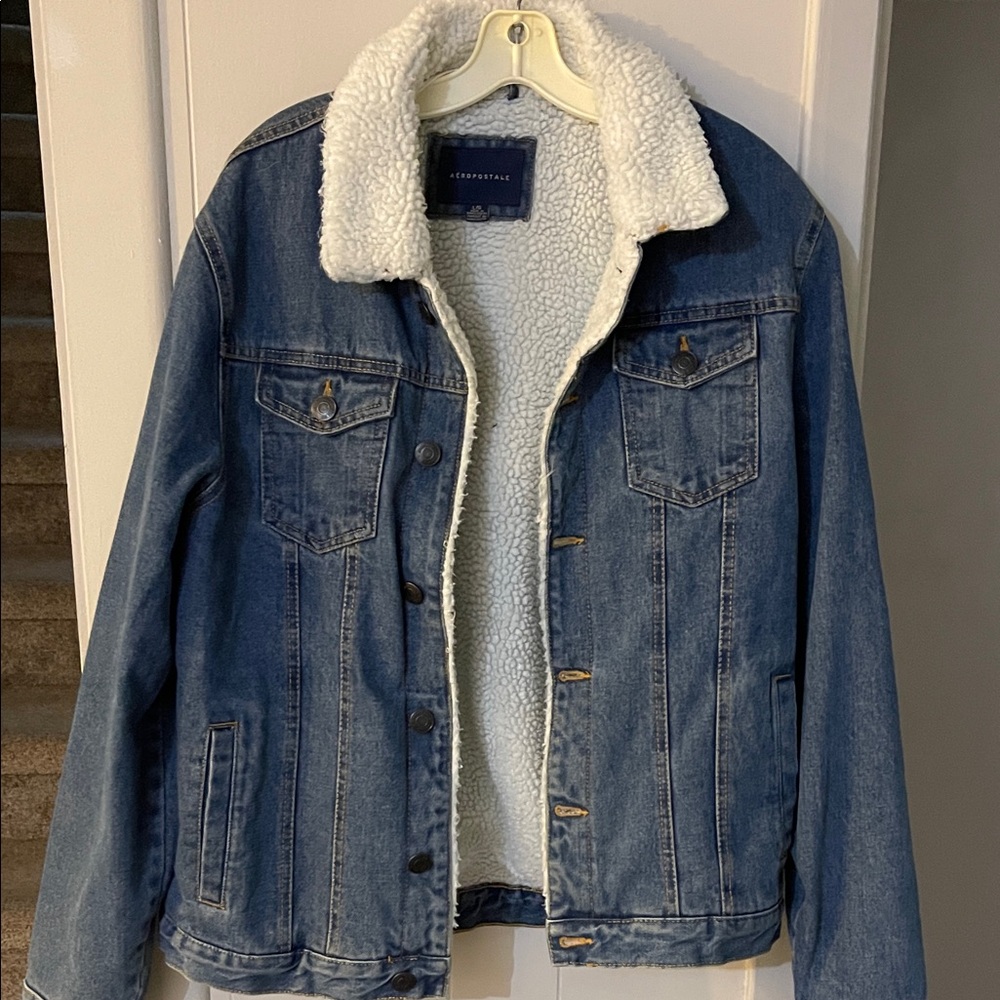 Aeropostale Blue Denim Jacket with Cream Sherpa